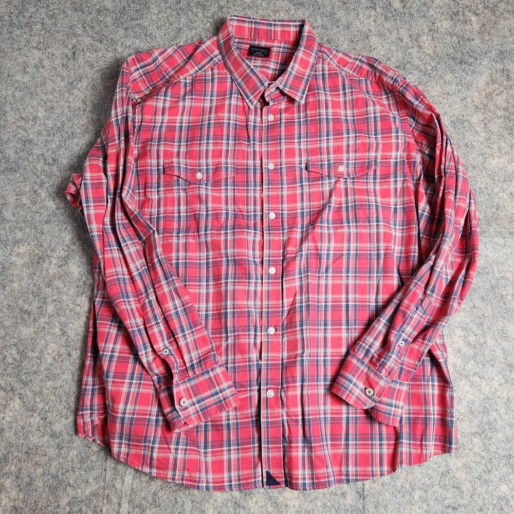 UNTUCKit Flannel Shirt Men 3XLT XXXL Tall Red Scotch Plaid Button Up Long Sleeve